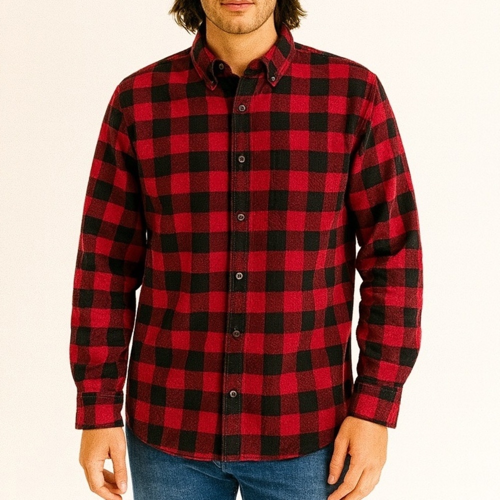 L.L. Bean Mens Buffalo Plaid Flannel Shirt Medium